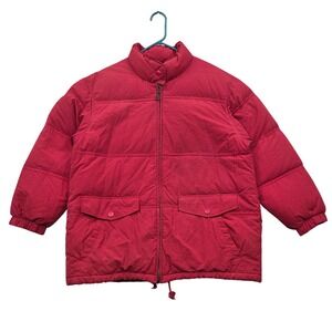 Vintage Y2K Eddie Bauer Goose Down Puffer‎ Jacket Red Full Zip Coat Mens 2XL
